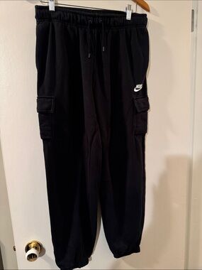 Nike Black Cargo Jogger Pants with White Logo